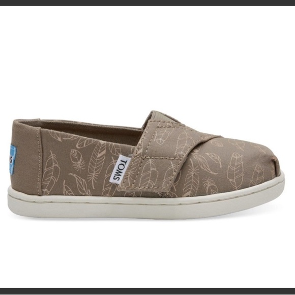 Toms Desert Taupe Foil Feathers Tiny Classic Shoes toddler size 8 - Picture 1 of 6